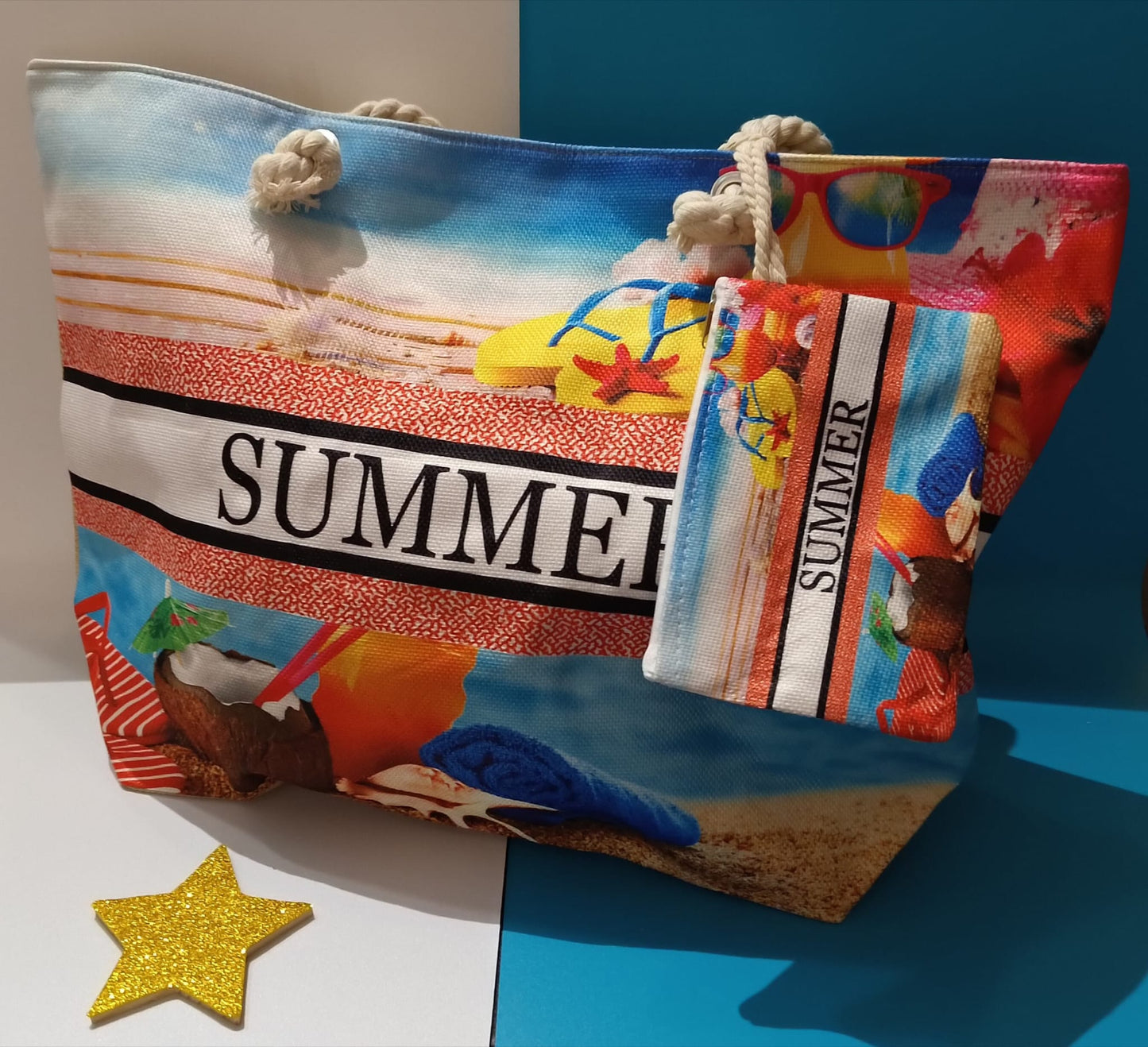 Borsa Summer Assortita con pochette  in 6 Colori